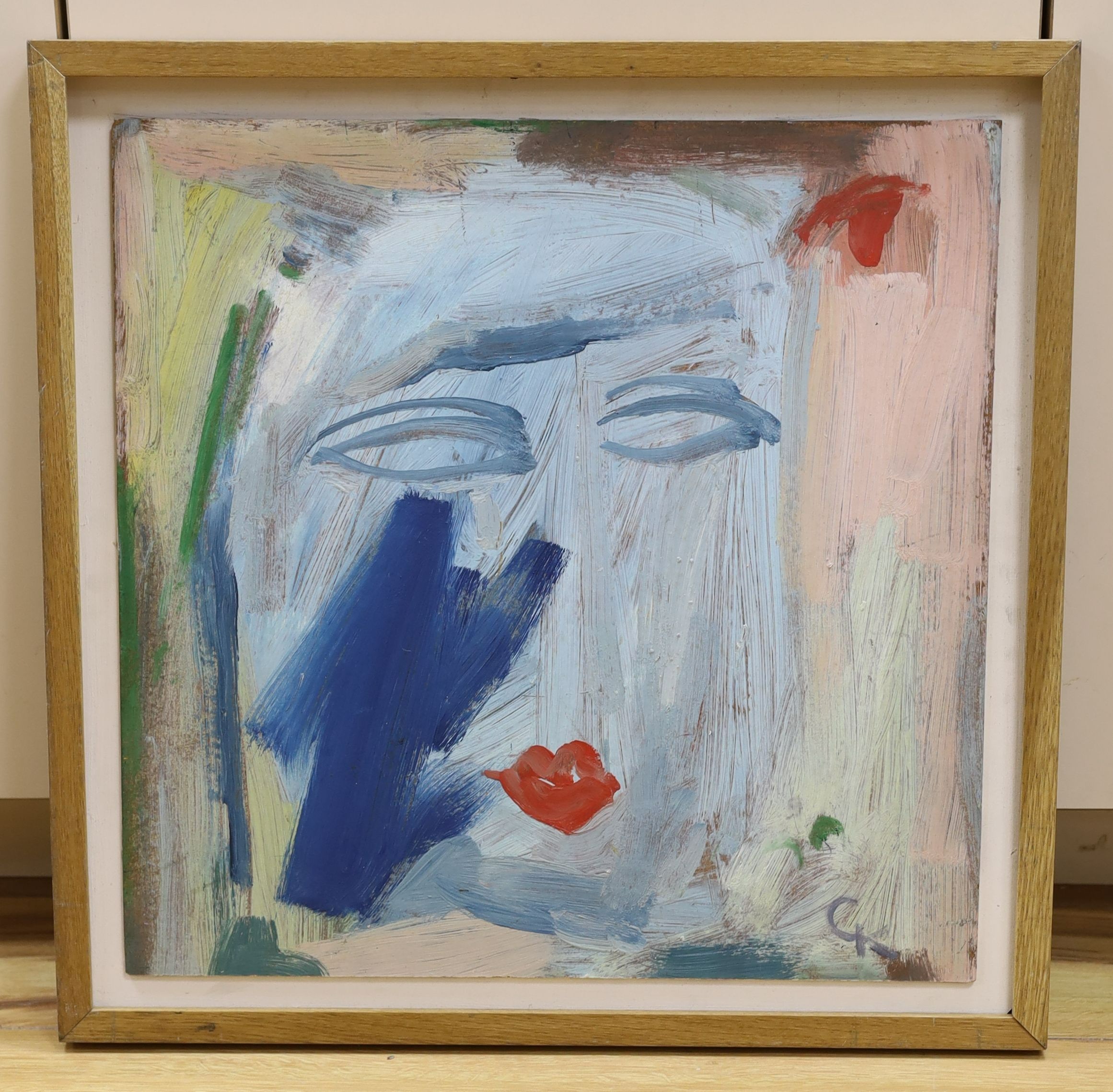 Geoffrey King (b.1941), oil on board, Head study, initialled, 45 x 45cm